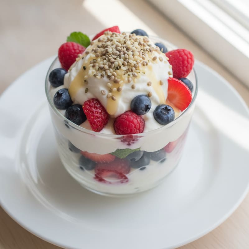 Greek Yogurt Protein Parfait with Mixed Berries