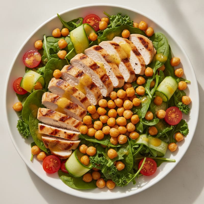 Grilled Chicken Breast Salad with Chickpeas and Lemon Vinaigrette