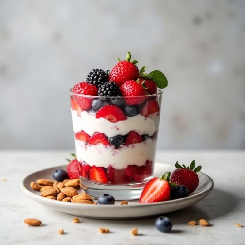 Greek Yogurt Protein Parfait with Mixed Berries