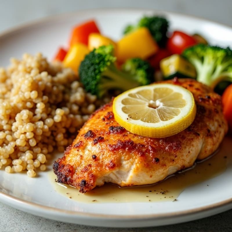Crispy Lemon Garlic Roasted Chicken with Sheet Pan Vegetables