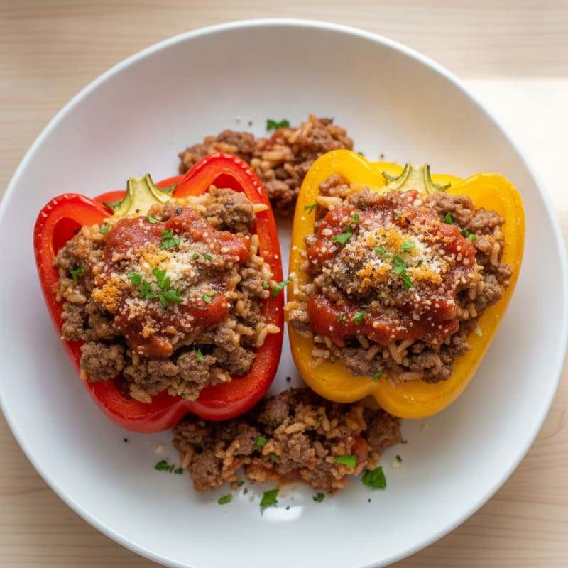 Beef and Rice Stuffed Bell Peppers