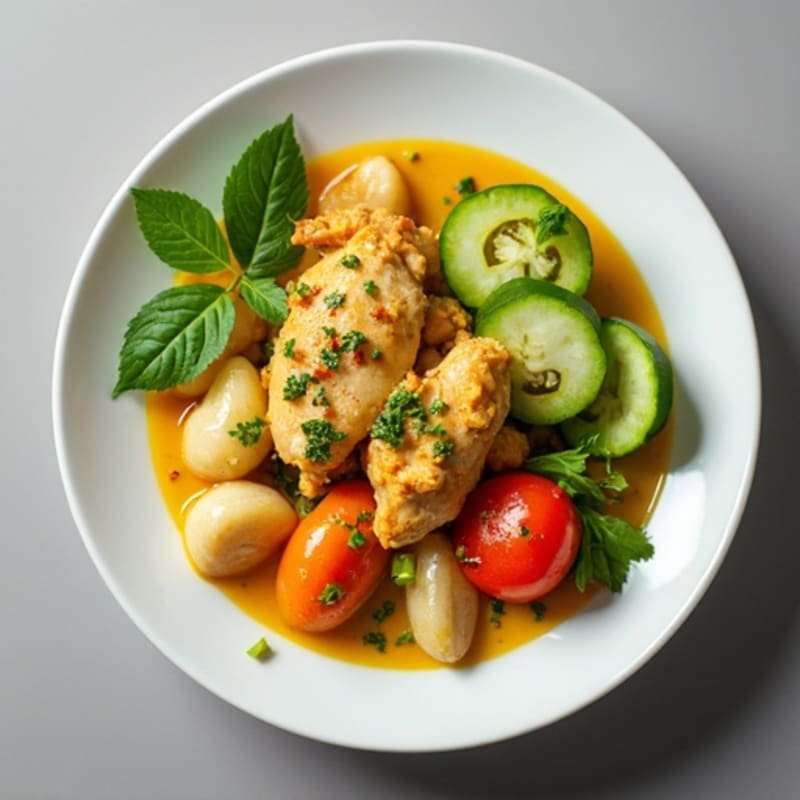 Creamy Coconut Green Curry Chicken with Fresh Vegetables