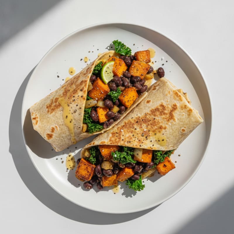 Black Bean Protein Wrap with Roasted Sweet Potato