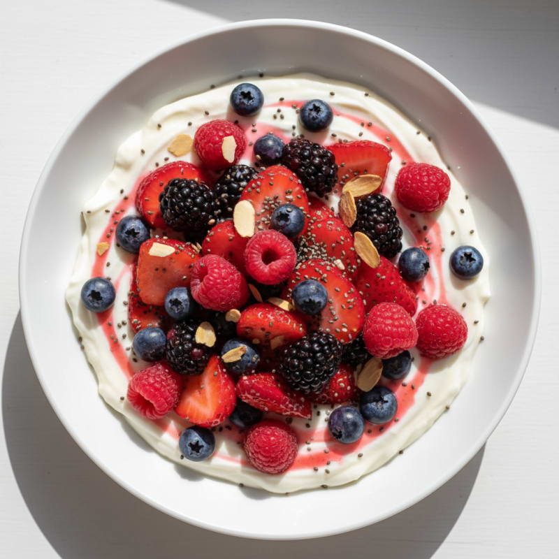 Silky Greek Yogurt Protein Pudding with Mixed Berries