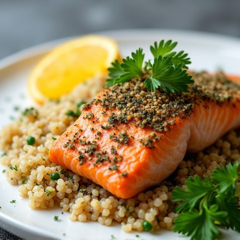 Herb-Crusted Baked Salmon with Quinoa