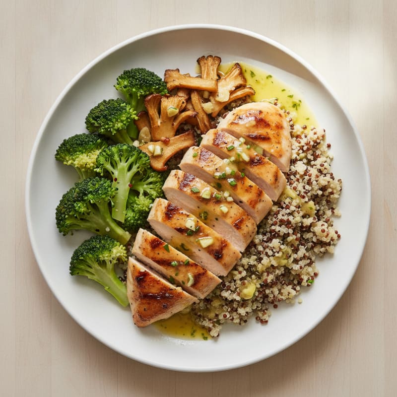 Grilled Chicken Breast with Quinoa and Steamed Broccoli