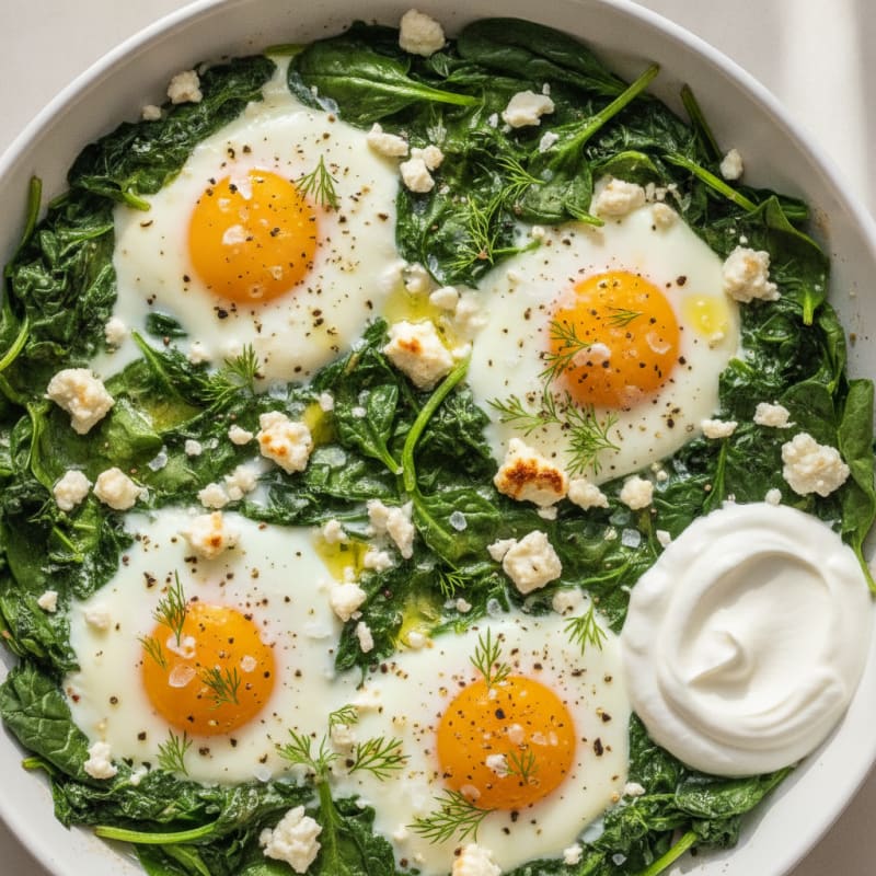 Baked Eggs with Spinach and Feta