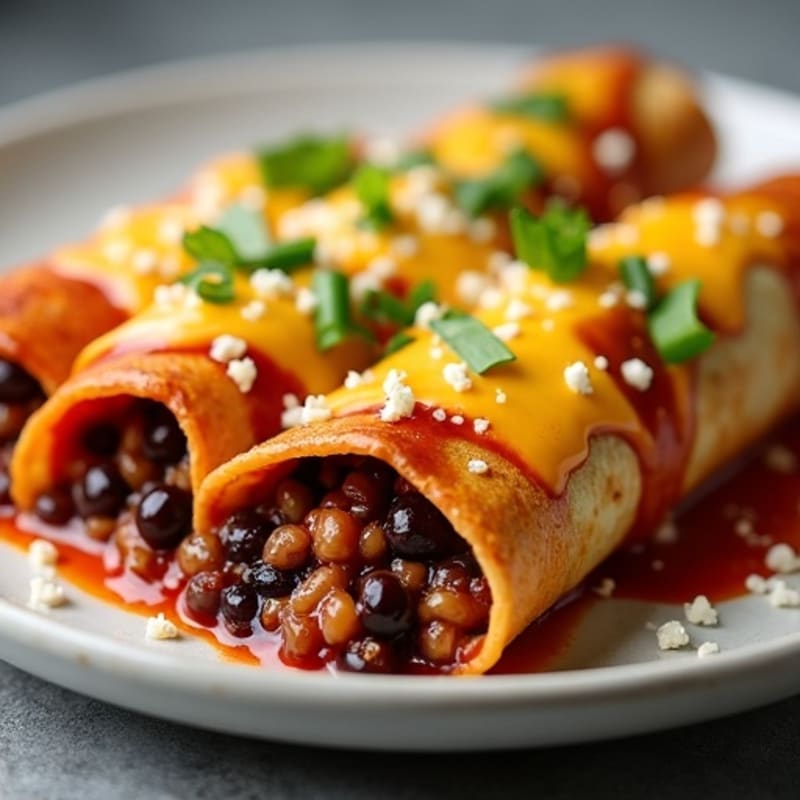 Black Bean and Grass-Fed Beef Enchiladas with Melted Cheese