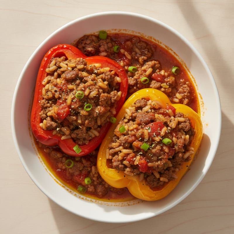 Beef and Rice Stuffed Bell Peppers