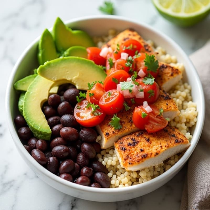 Spicy Black Bean Quinoa Bowl with Fresh Salsa