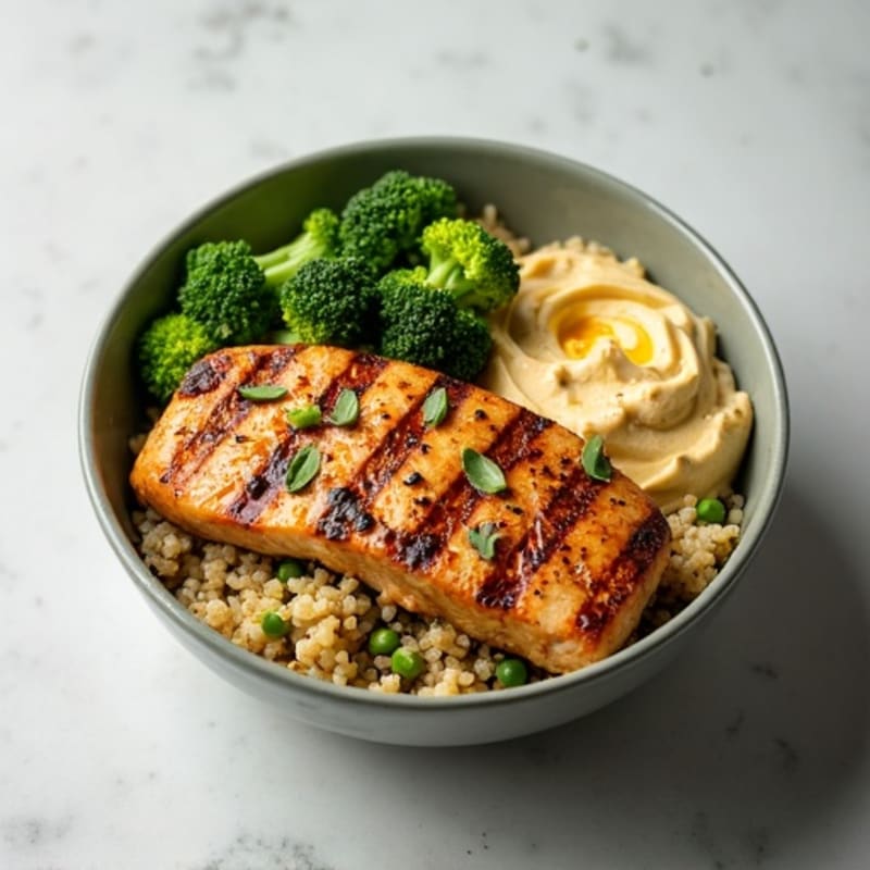Grilled Chicken and Quinoa Bowl with Roasted Broccoli