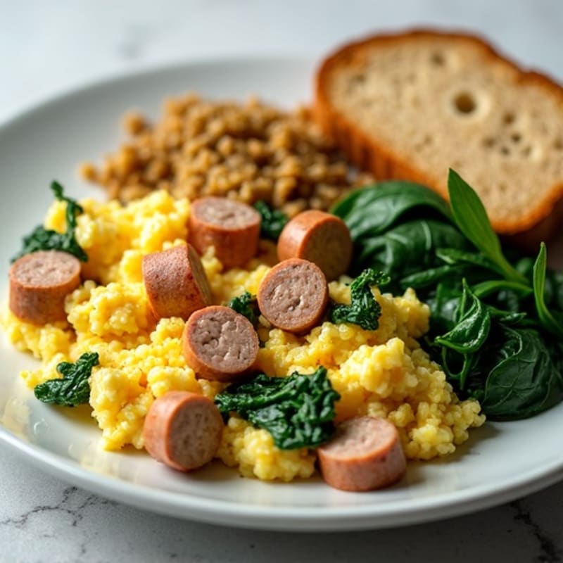 Egg White Scramble with Spinach and Turkey Sausage