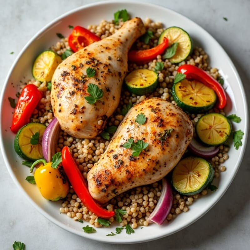 Sheet Pan Herb-Roasted Chicken with Rainbow Vegetables