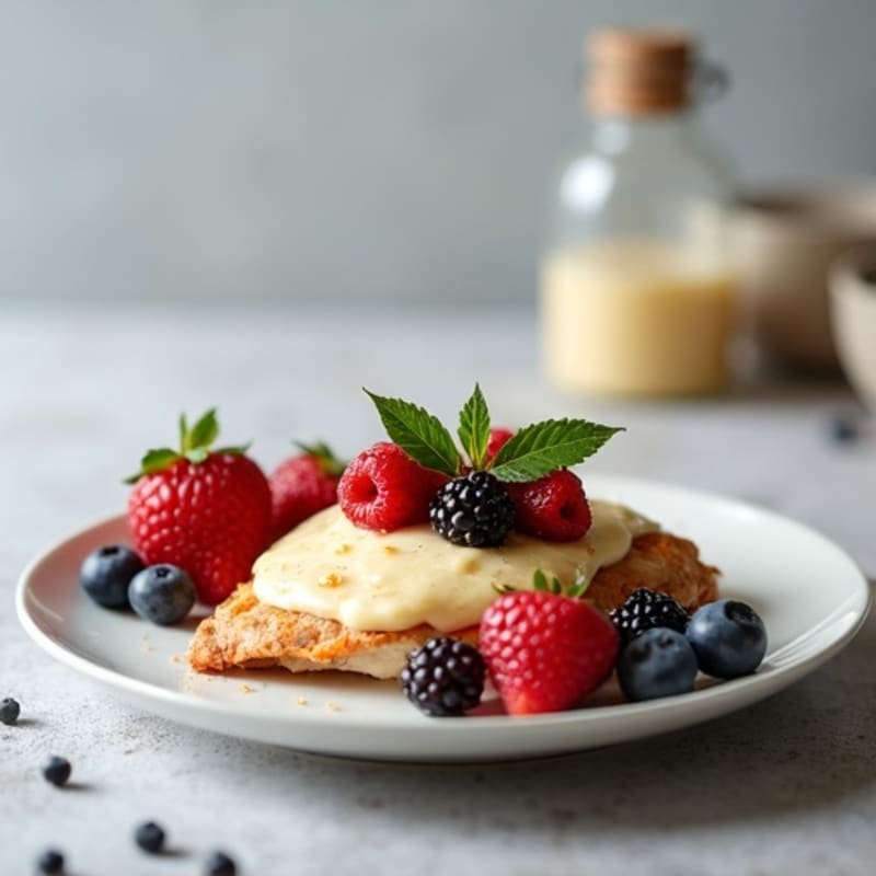 Chicken Protein Pudding with Greek Yogurt and Mixed Berries