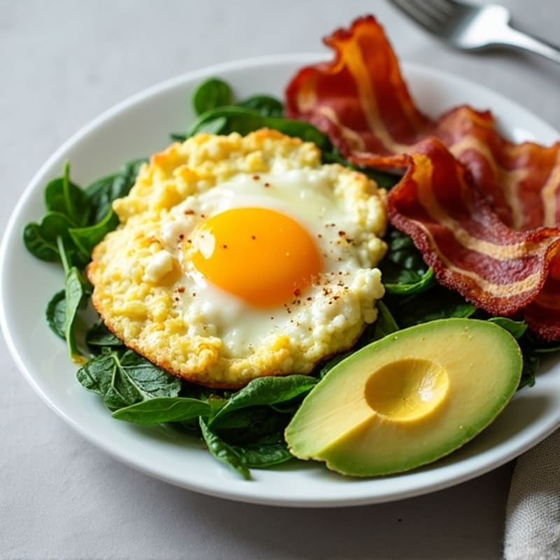 Egg White Scramble with Spinach and Turkey Bacon