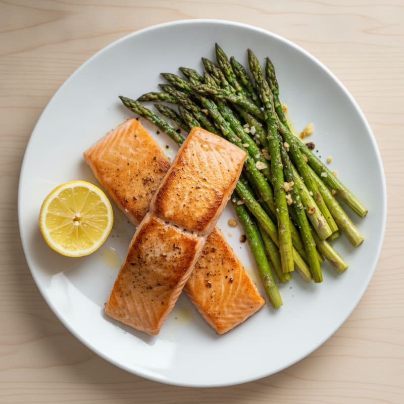 Pan-Seared Salmon with Roasted Asparagus