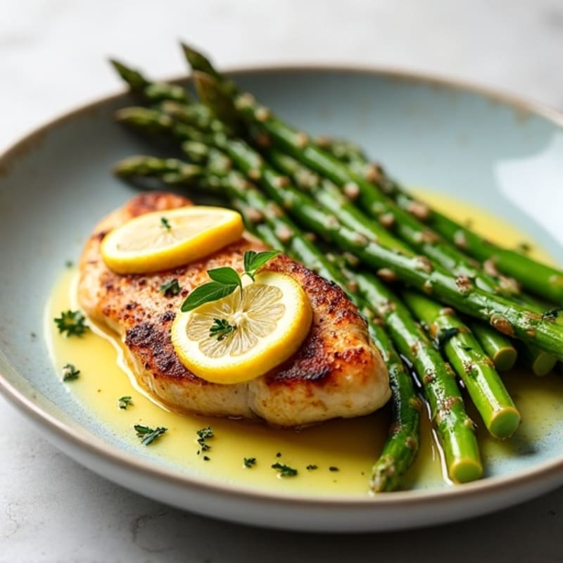 Pan-Seared Lemon Herb Chicken with Roasted Asparagus