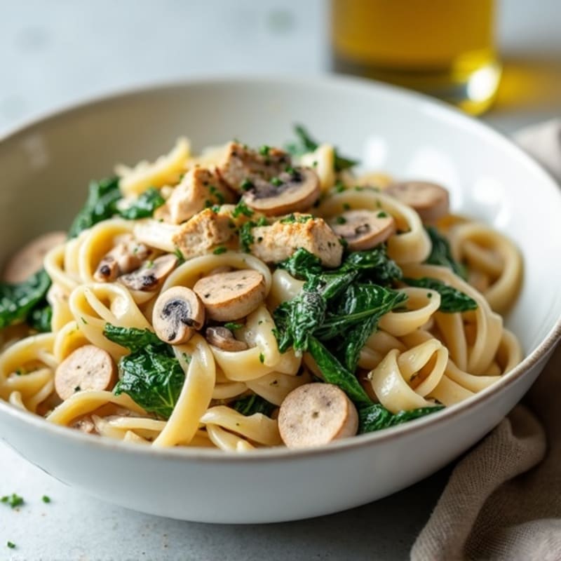 Creamy Truffle Mushroom Pasta with Fresh Spinach