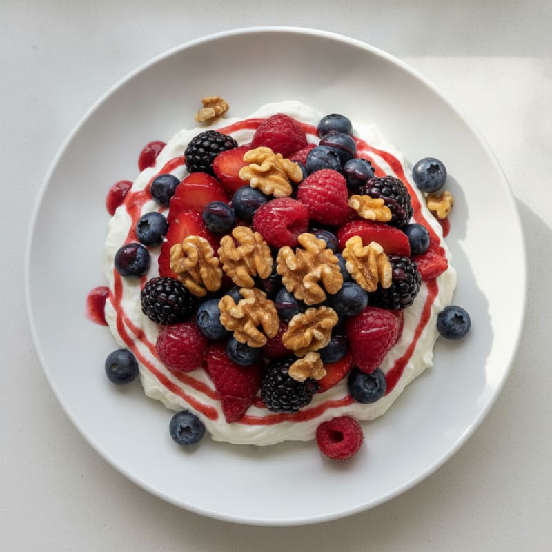 Silky Greek Yogurt Protein Mousse with Mixed Berries