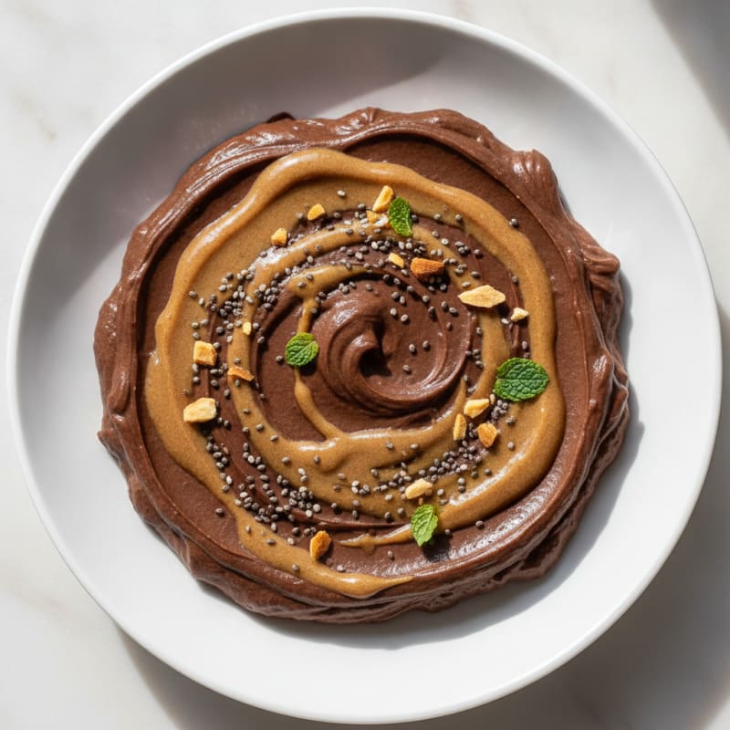 Silky Chocolate Protein Pudding with Almond Butter Swirl