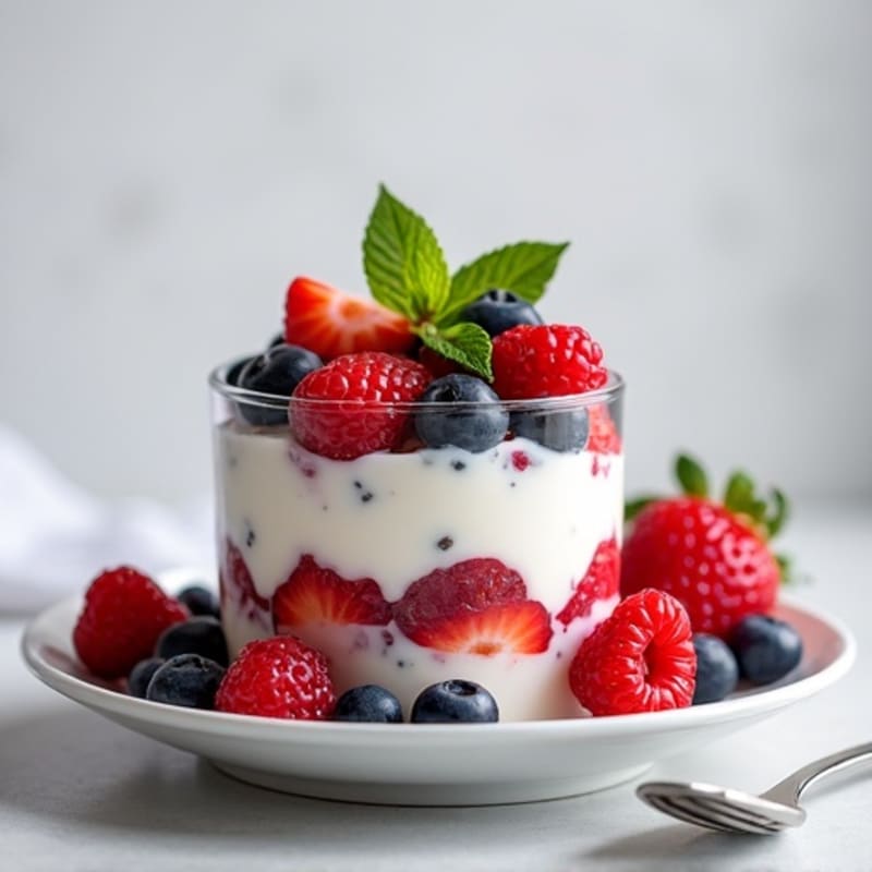 Greek Yogurt and Cottage Cheese Protein Parfait with Berries
