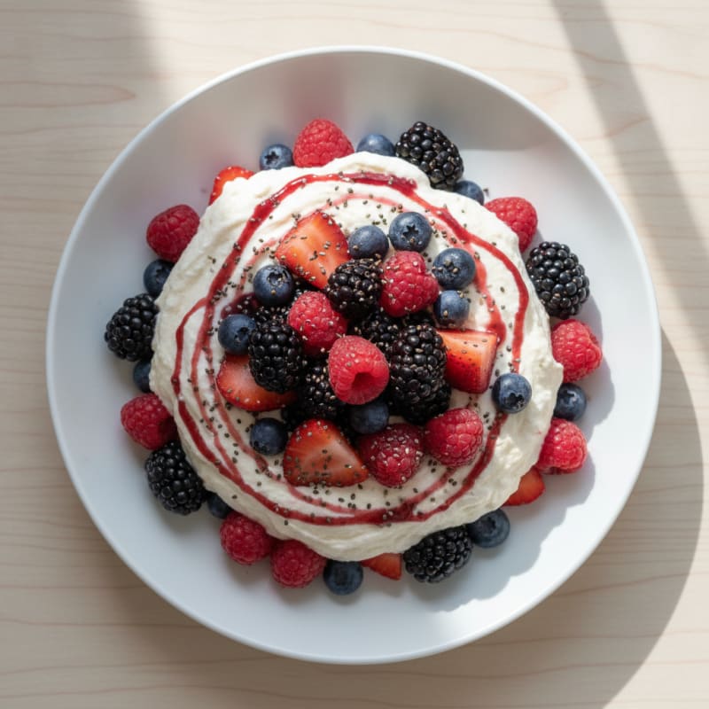 Silky Greek Yogurt Protein Mousse with Mixed Berries