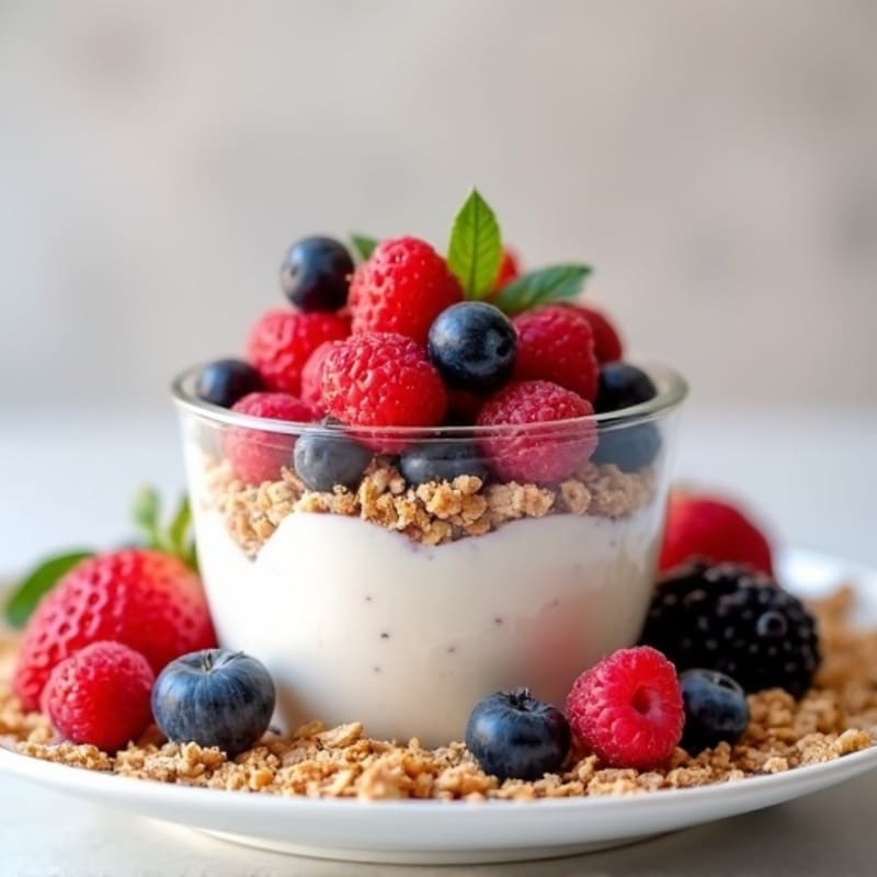 Greek Yogurt Protein Parfait with Mixed Berries