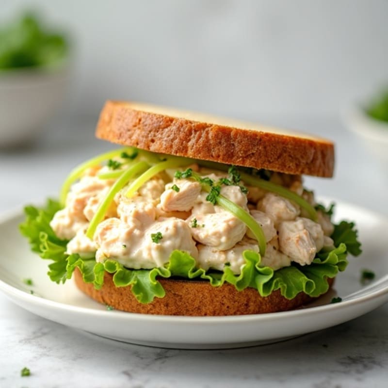 Healthy Creamy Chicken Salad Sandwich with Crunchy Celery