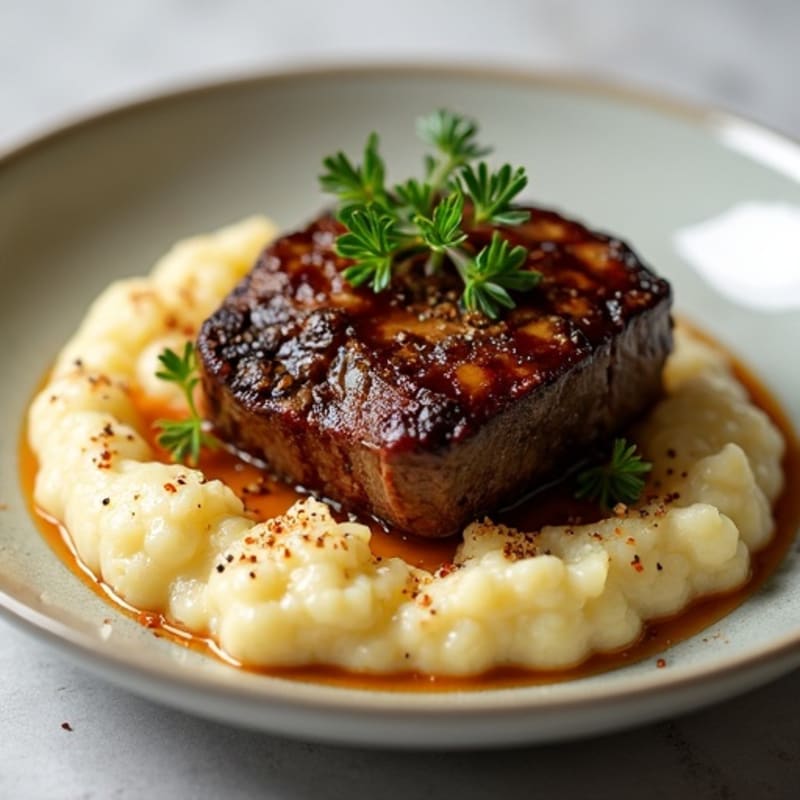 Tender Slow-Braised Short Ribs with Creamy Cauliflower Mash