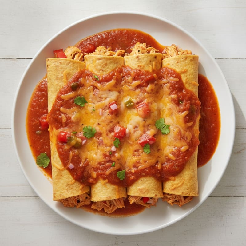 Chicken Enchiladas with Red Chili Sauce