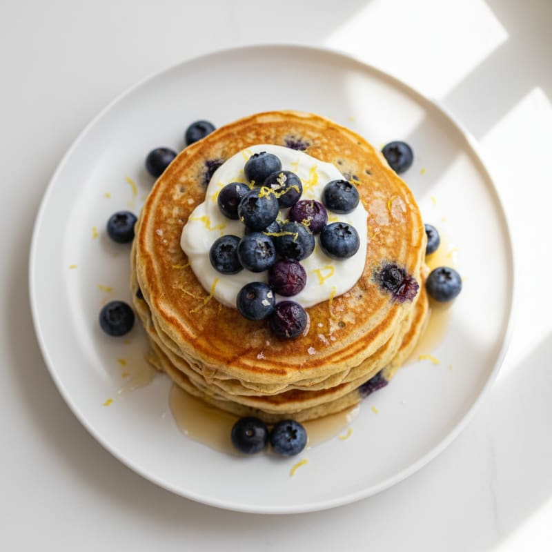 Blueberry Ricotta Pancakes with Lemon Zest