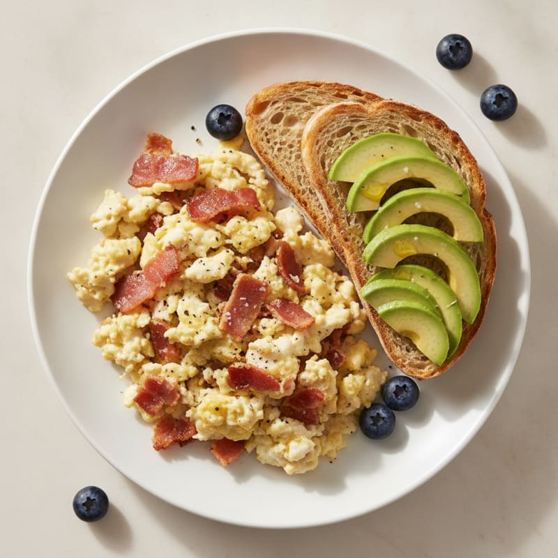 Turkey Bacon and Egg Scramble with Sourdough