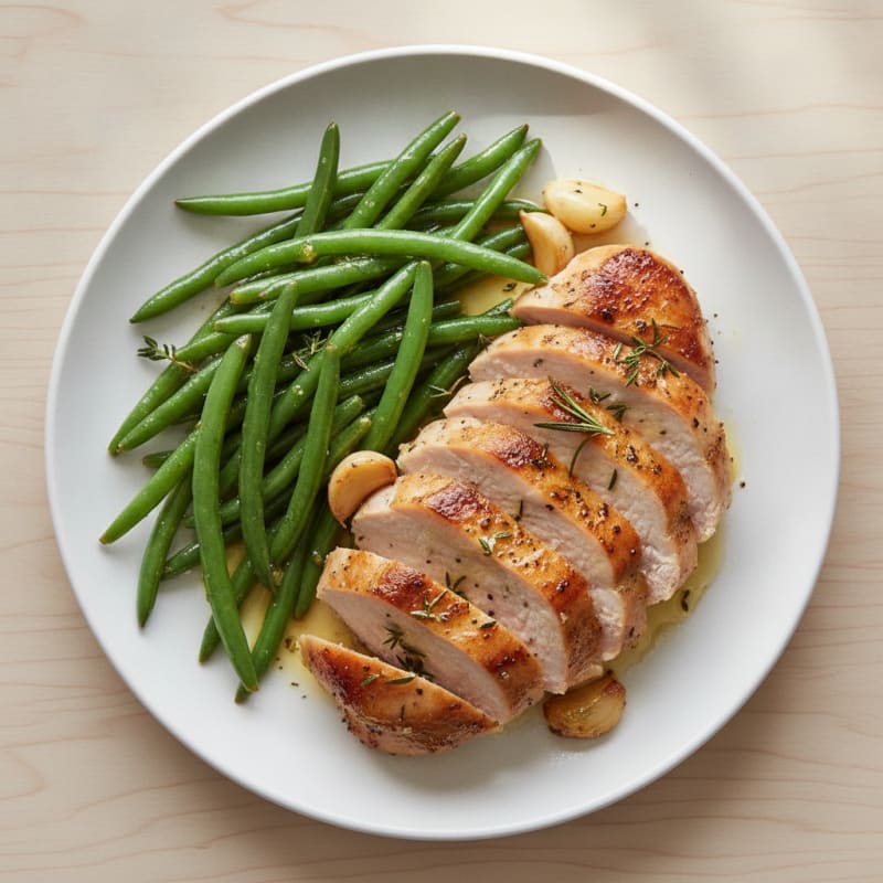 Seared Turkey Breast with Steamed Green Beans