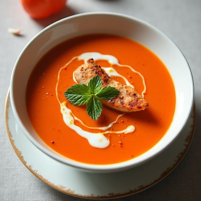 Creamy Roasted Red Pepper Soup with Chicken
