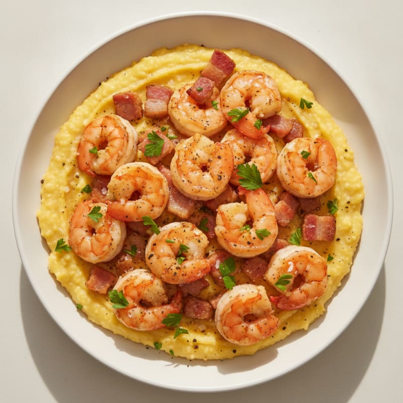 Shrimp and Polenta with Pancetta