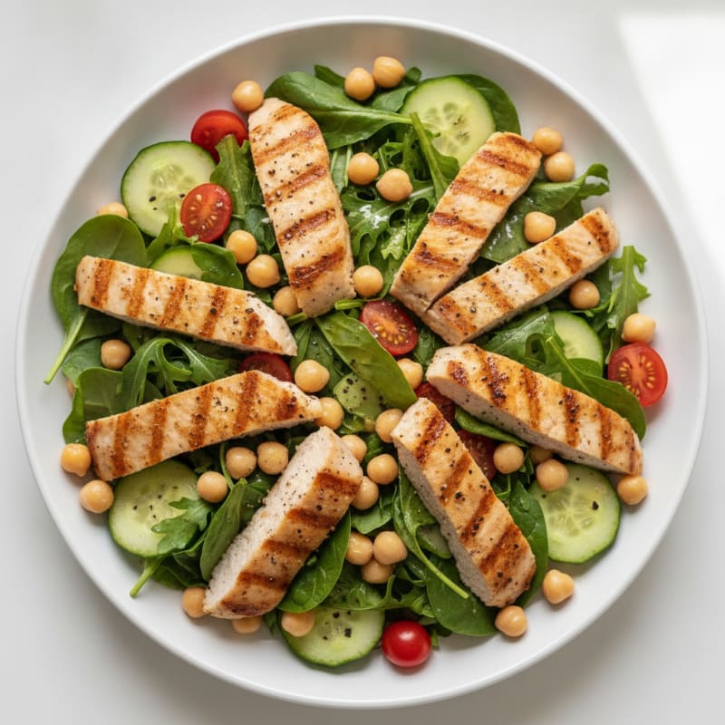 Grilled Turkey Breast Salad with Chickpeas and Lemon Vinaigrette