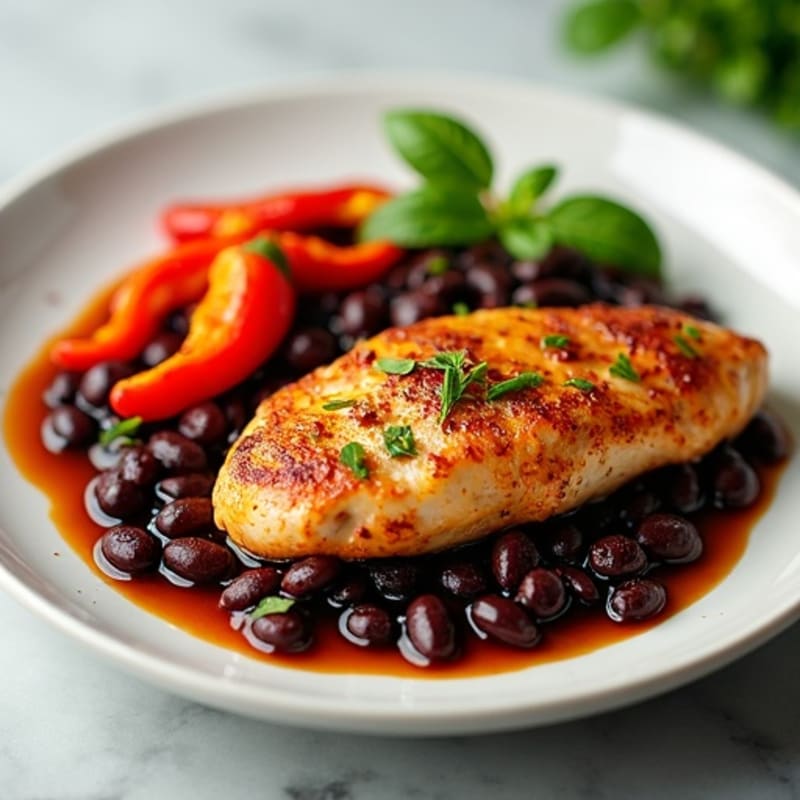 Chili-Lime Chicken with Roasted Bell Peppers and Black Beans