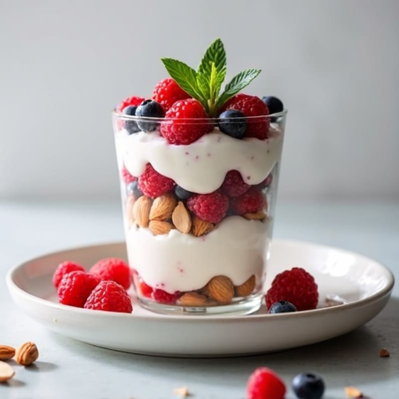 Creamy Greek Yogurt Protein Parfait with Almonds and Berries
