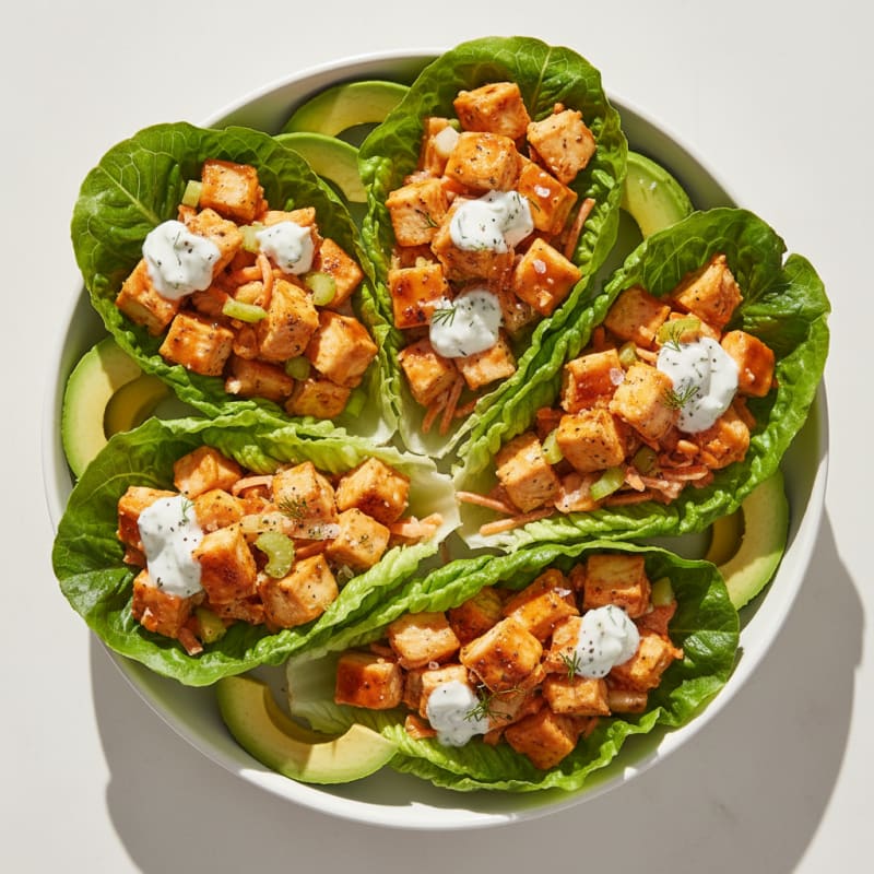 Buffalo Ranch Chicken Lettuce Wraps