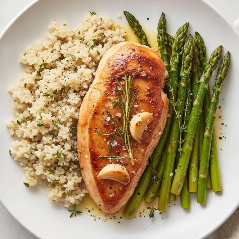 Garlic Herb Roasted Chicken with Asparagus