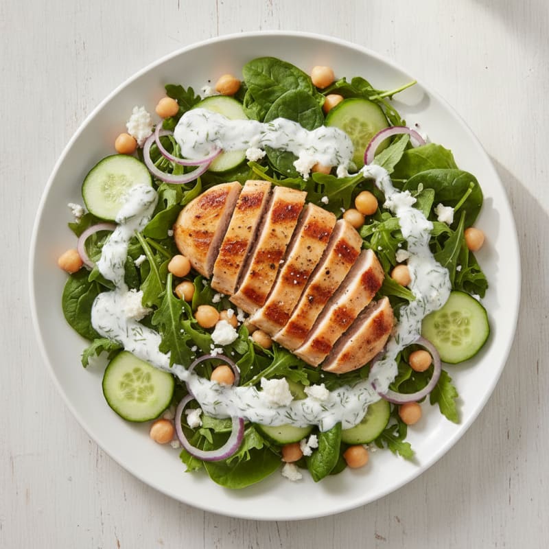 Mediterranean Chicken Salad with Greek Yogurt Herb Dressing