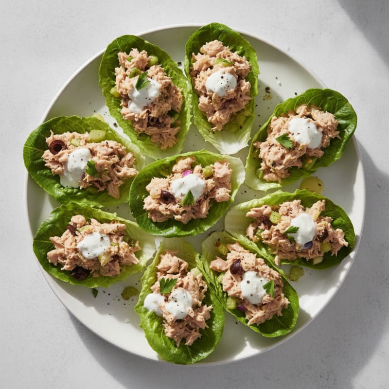 Mediterranean Tuna Salad Lettuce Wraps