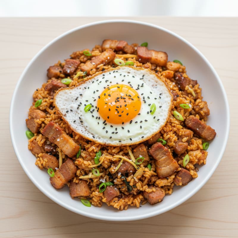 Crispy Pork Belly Kimchi Fried Rice