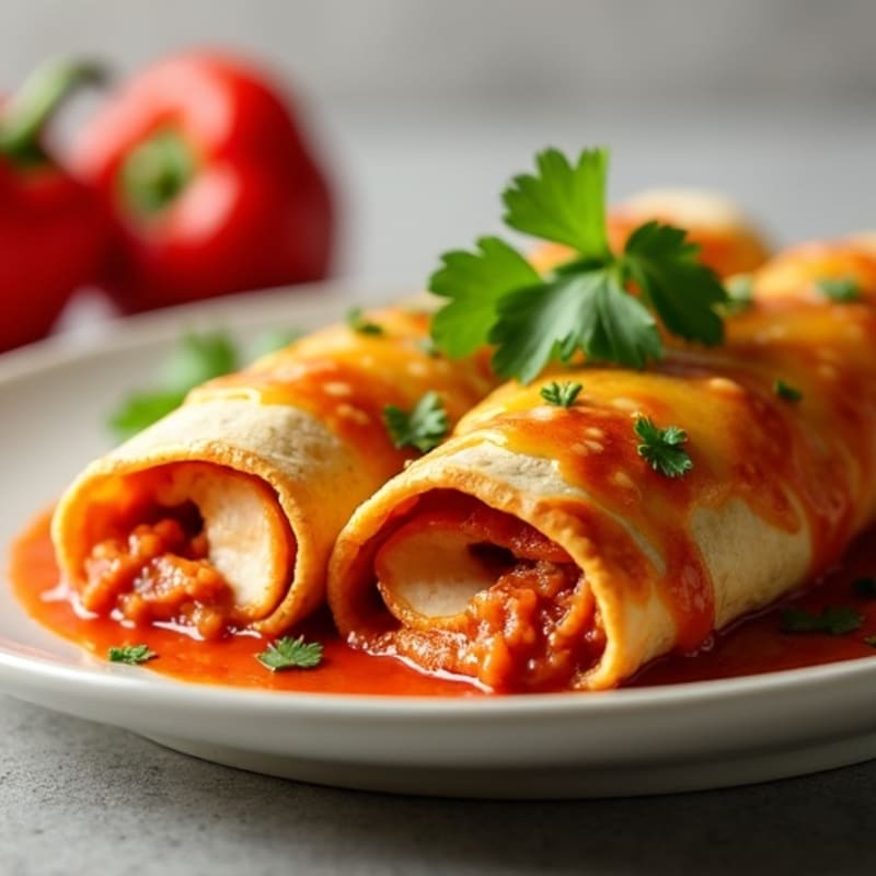 Baked Chicken Enchiladas with Smoky Red Chili Sauce