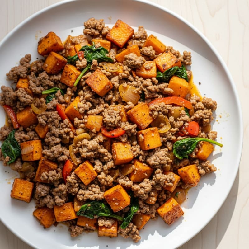 Ground Beef and Sweet Potato Skillet