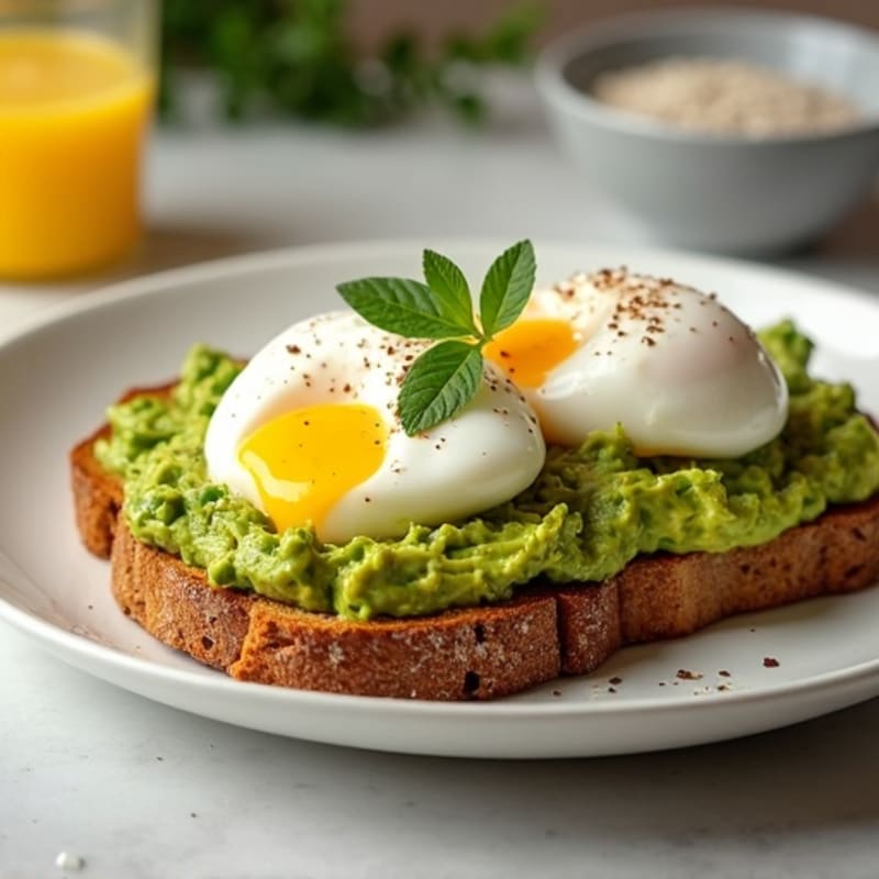 Crispy Whole Grain Toast with Creamy Smashed Avocado and Poached Eggs