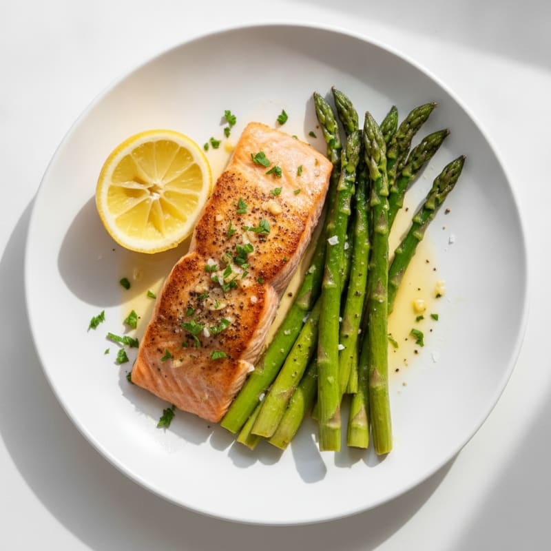 Pan-Seared Salmon with Roasted Asparagus
