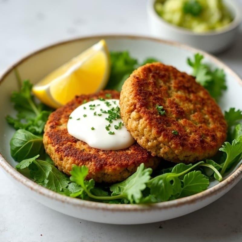 Crispy Baked Falafel with Creamy Tahini Dressing and Fresh Greens
