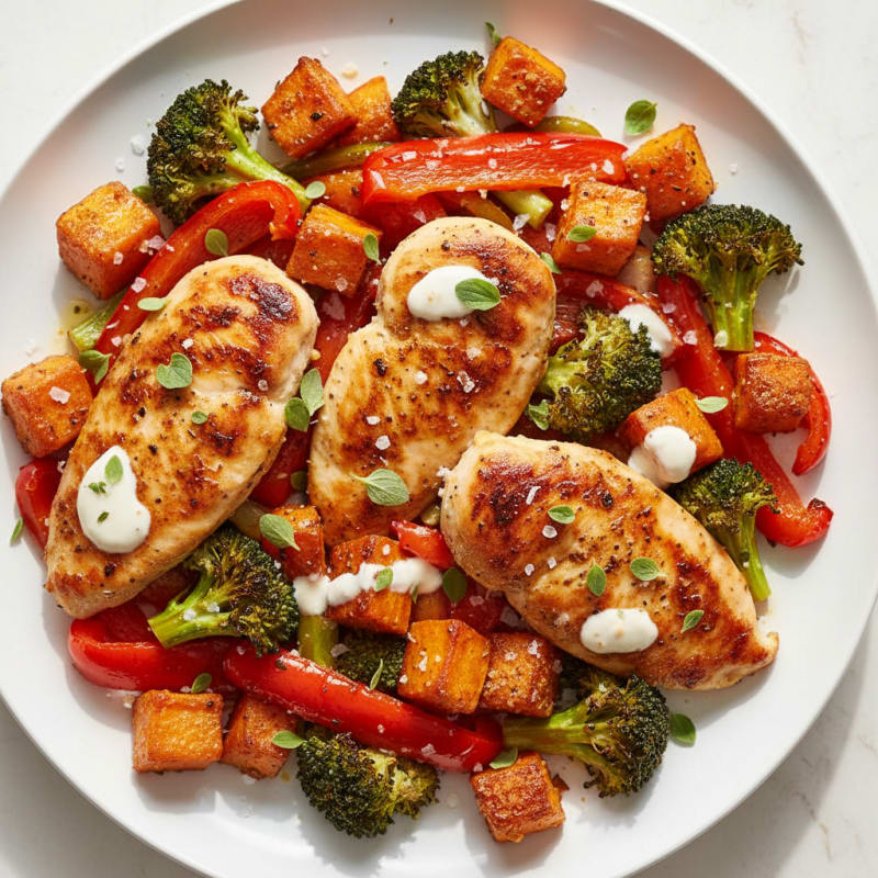 Yogurt-Marinated Chicken with Roasted Vegetables