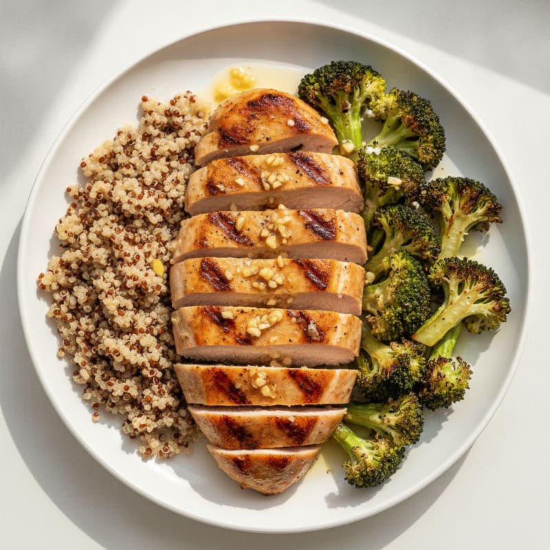 Seared Turkey Breast with Roasted Broccoli and Quinoa